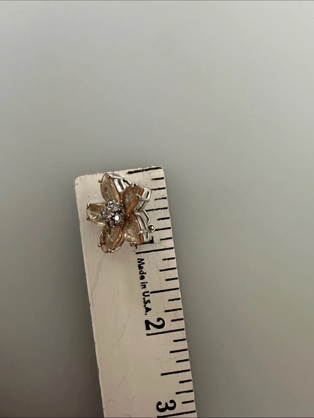 Sterling Silver Petal Citrine Floral Stud Earrings in Champagne Gold Tone